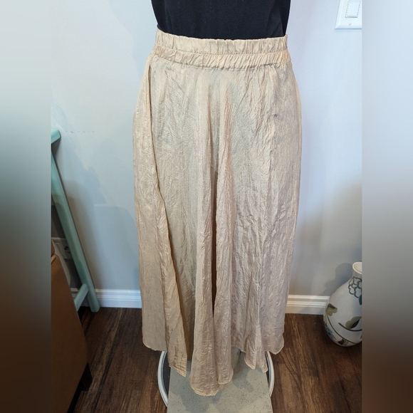 Vintage WinterSilks 100% silk full Maxi skirt Gold Size XL - Picture 3 of 12